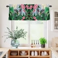 thumbnail image 5 of 3 Piece Kitchen Curtains and Valances Set Green Hummingbird Cafe Curtains 24 Inch Length Spring Summer Pink Flower Leaf Valance & Tier Curtain for Living Room Bedroom Small Window 54"x18"+27"x24"*2, 5 of 6