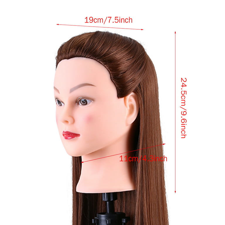 24''80% Real Hair Hairdressing Training Head Hairstyle Doll With Shoulder  Braiding Curling Practice Mannequin Head Clamp Holder