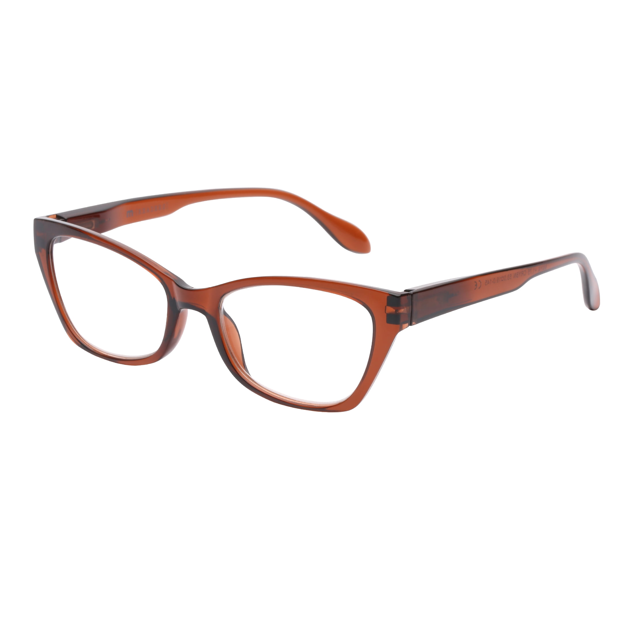 M+ Womens Spring Hinge Plastic Reading Glasses Crybn 1.75 Maya in Crystal Brown with Pouch