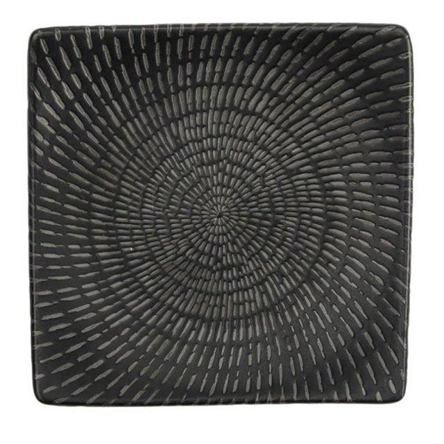 Luzerne L6250000110S Assiette Carrée Courbée Noire Urbaine en Porcelaine