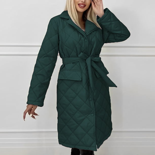 Chaquetas y abrigos casuales de manga larga sin capucha para mujer, chaqueta informal holgada de algodón de longitud media con mangas largas y cuello alto, abrigo cálido con solapa.