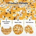 thumbnail image 6 of Actgleam Girls Dress Floral Print Puff Sleeve Square Neck A-Line Midi Summer Casual Sundress,Orange Floral,9-10Y, 6 of 8
