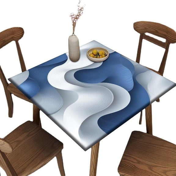 Fitted Tablecloth for Card Table, Abstract Geometric Pattern Printed on Polyester Fitted Card Table Cover, Use for Office Conference Meeting Room, Fit for 32" x 32" Square Tables