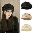 thumbnail image 3 of Autumn and Winter Adjustable Breathable Women Men Windproof Octagonal Hat Newsboy Hats Layered Pleated Berets BLACK, 3 of 8