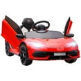 thumbnail image 3 of Aosom Lamborghini Aventador 12V Licensed Kids Ride on Car with Scissor Doors, Easy Transport, Remote, Suspension System, Horn, Music, Lights, Red, 3 of 10