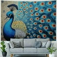 thumbnail image 4 of PRATYUS  Beautiful Peacock Tapestry Wall Hanging Art Deco Tapestries for Bedroom Living Room Dorm 60x50inch, 4 of 6