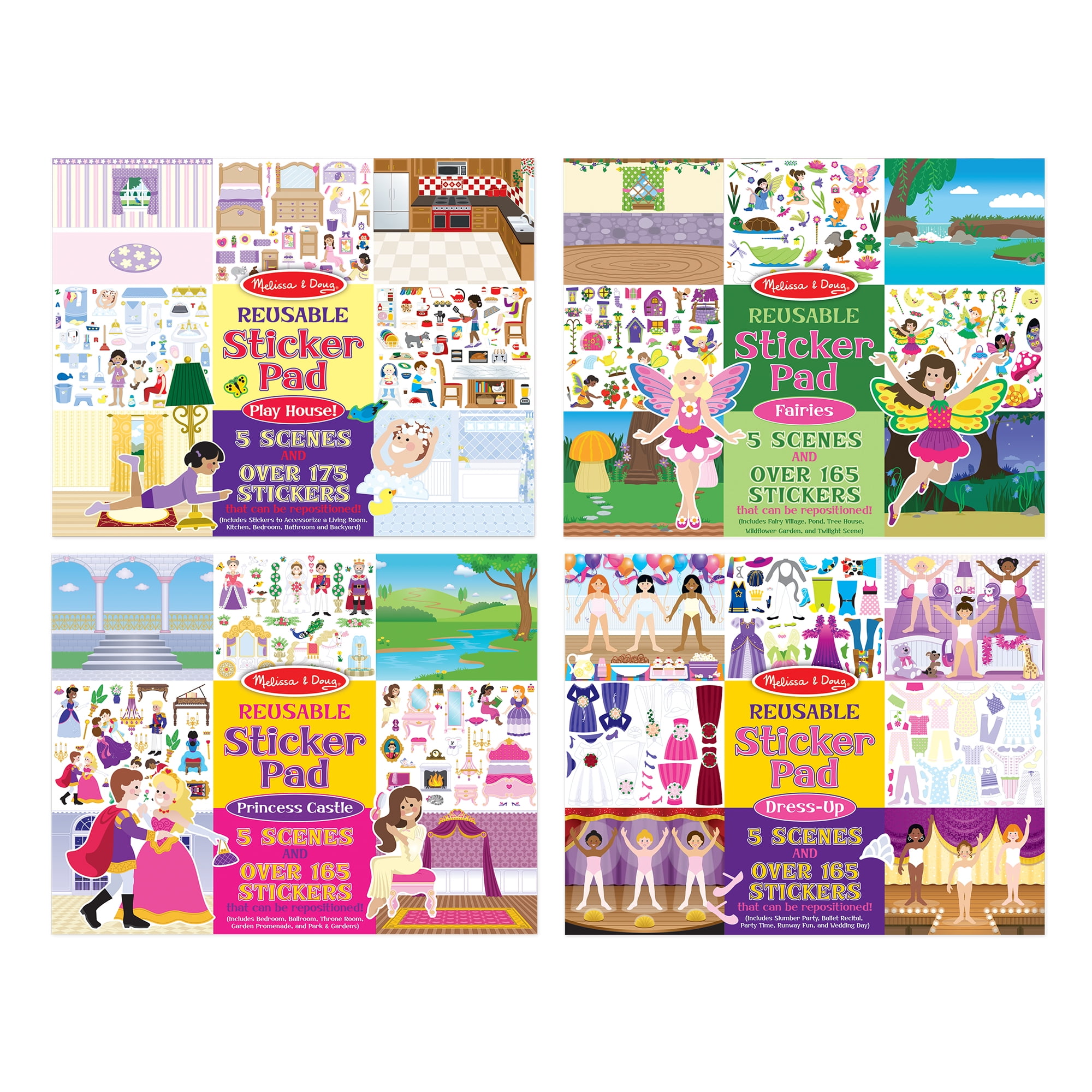 Reusable Sticker Book Princess Fairies Digger Travel Car Boys Girls Kids Fun Toy 
