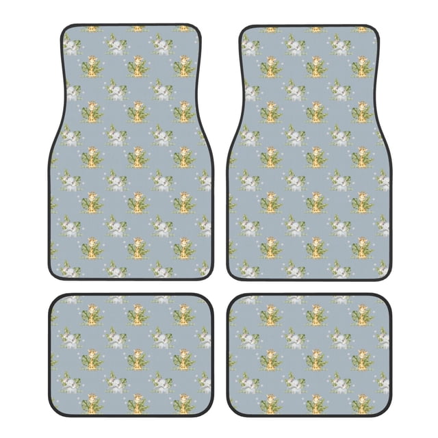 Balery Baby Elephant Giraffe Juego de 4 Alfombrillas para Auto, Revestimientos de Caucho Resistente, Diseño Antideslizante