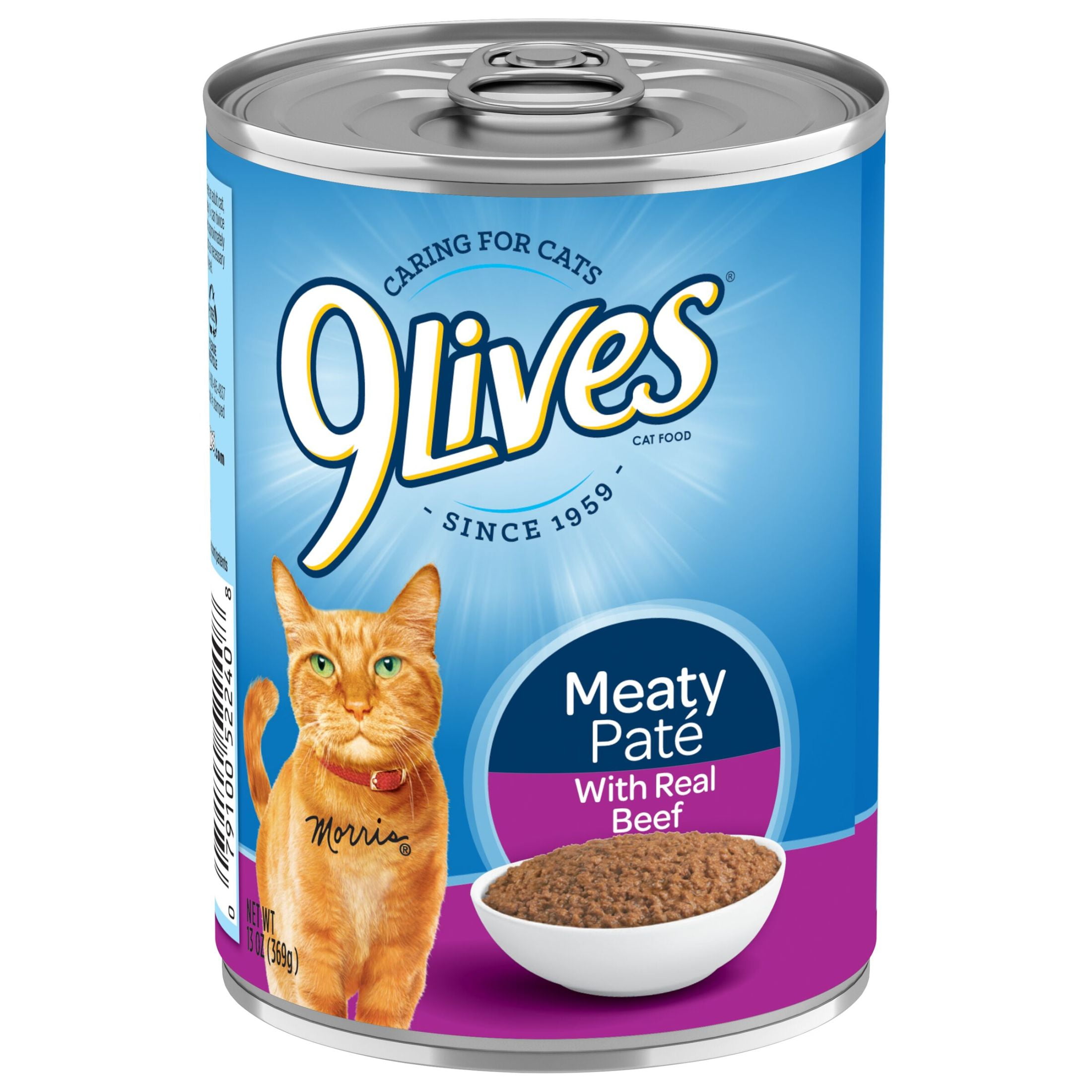 (2 pack) 9Lives Meaty Paté with Real Beef Wet Cat Food, 13 Ounce Can, 12 Count