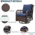 thumbnail image 5 of EastVita PioneerWorks Outdoor Swivel Wicker Glider Patio Chairs with Table Set 3 Pieces Outdoor Bistro Set with 4”Thick Cushions and Coffee Table for Porch Balcony Deck (Blue), 5 of 7