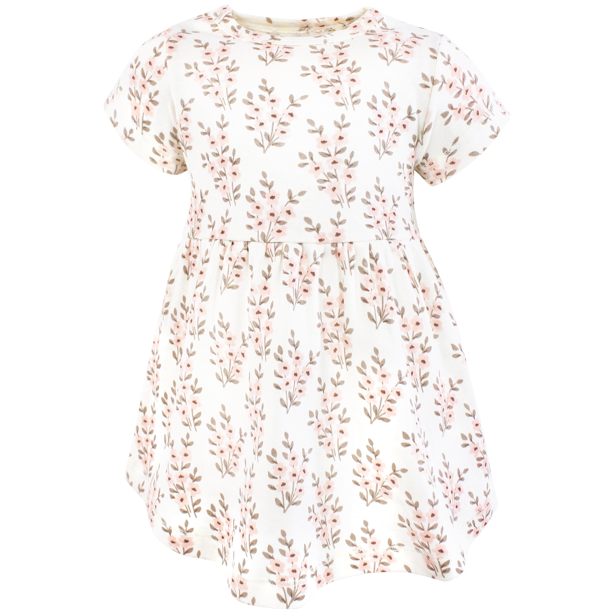 Hudson Baby Infant and Toddler Girls Cotton Dress and Cardigan Set, Pink Taupe Floral, 4T