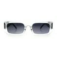 thumbnail image 3 of Classic Womens Mod Squared Narrow Rectangle Retro Fashion Sunglasses Clear Tortoise - Smoke, 3 of 8
