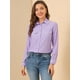 thumbnail image 3 of Allegra K Camisa elegante de manga larga con bontones con cuello en punta para mujer Violeta XL Unique Bargains Camisa, 3 of 6