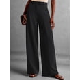 thumbnail image 5 of Women Wide Leg Pants High Waisted Business Casual Work Trousers Dressy Pants with Pockets Black XXL, 5 of 10