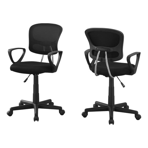 Monarch Specialties Office Chair, Swivel, Ergonomic, Armrests, Work, Juvenile, Black Mesh