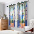 thumbnail image 2 of Yayeee Window Curtains Light Filtering 63"x42" Grommet Panel Pair Home Living Room Decor, Blue Window, 2 of 7
