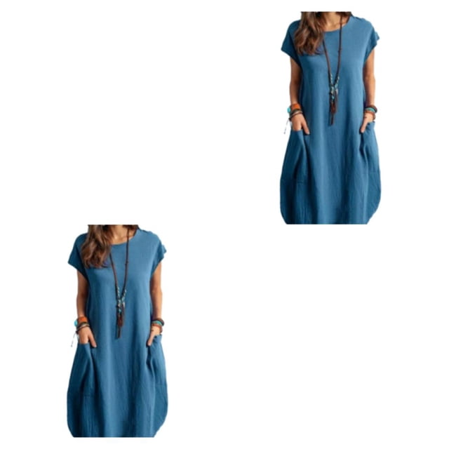 Sonducket Vestido de poliéster para mujer, sin mangas, informal, de verano, transpirable, cuello , bolsillo doble, vestidos de moda para niñas Type17 NO17