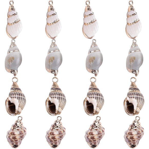 Colgantes en espiral Charm SUNNYCLUE con forma de concha de cauri, 16 unidades, dorados