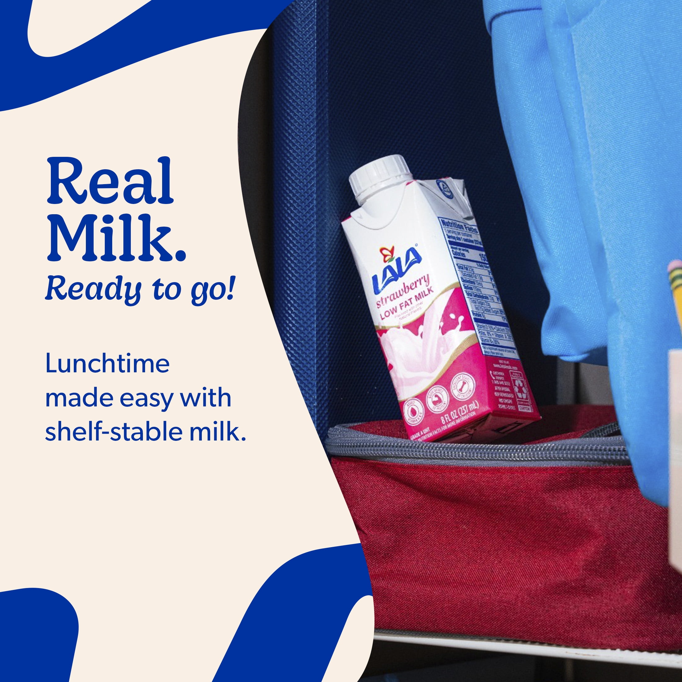 LALA Low Fat Shelf-Stable UHT Milk Drink, Strawberry, 8.25 oz Carton Container (6 Ct)