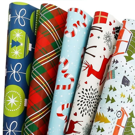 Christmas Gift Wrapping Paper for Kids Boys Girls - Elegant Xmas Patterns Gift Wrap Paper for Party, Baby Shower - 10 Sheets, 20 x 29 inch