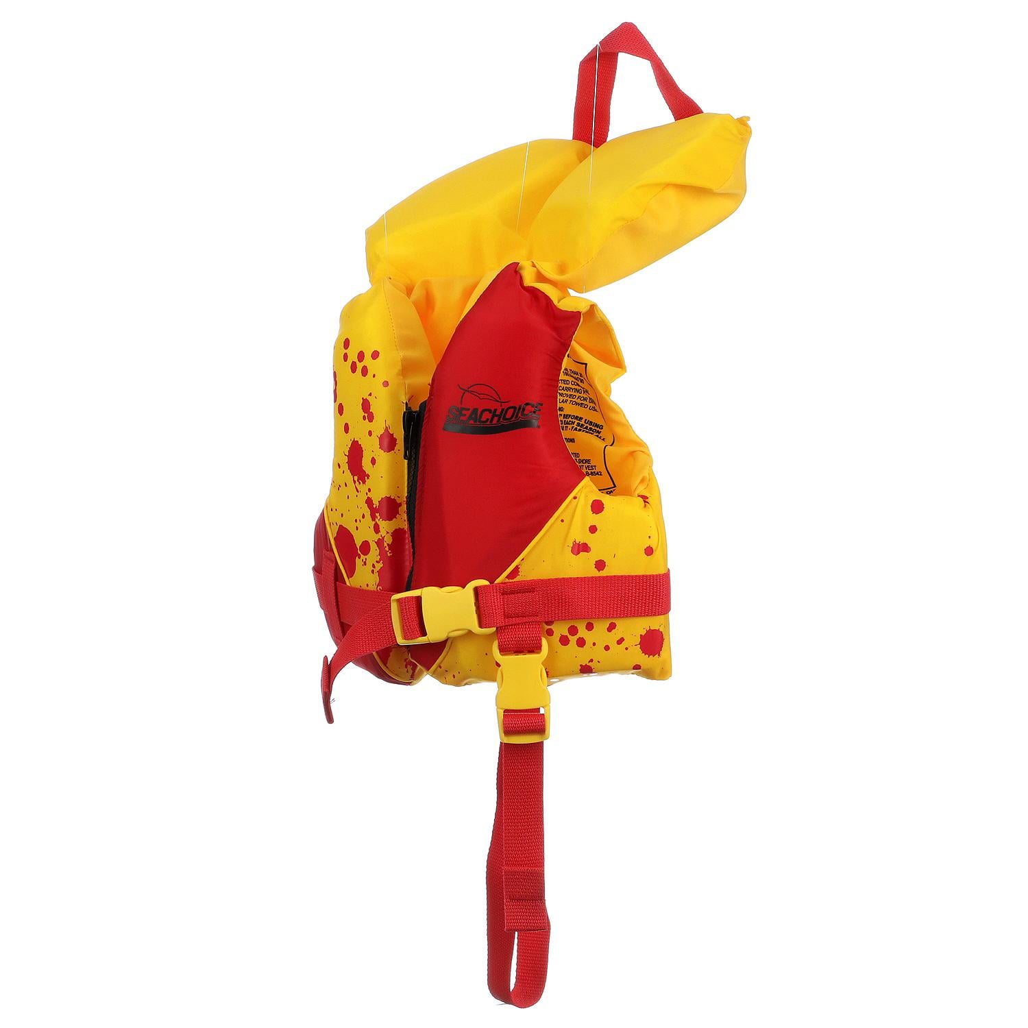 Seachoice Type II Deluxe Adjustable Boat Vest w/ Grab Handle, Bright Yellow and Red, Infant, Up to 30 Lbs.