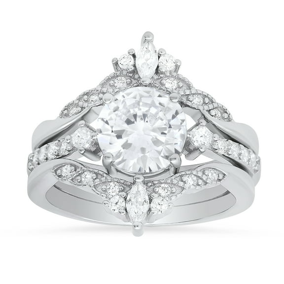 925 Sterling Silver 3pc Stackable Diamond CZ Ring Set