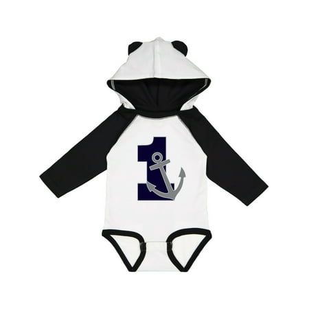 

Inktastic First Birthday Nautical Anchor 1 Year Old Gift Baby Boy or Baby Girl Long Sleeve Bodysuit