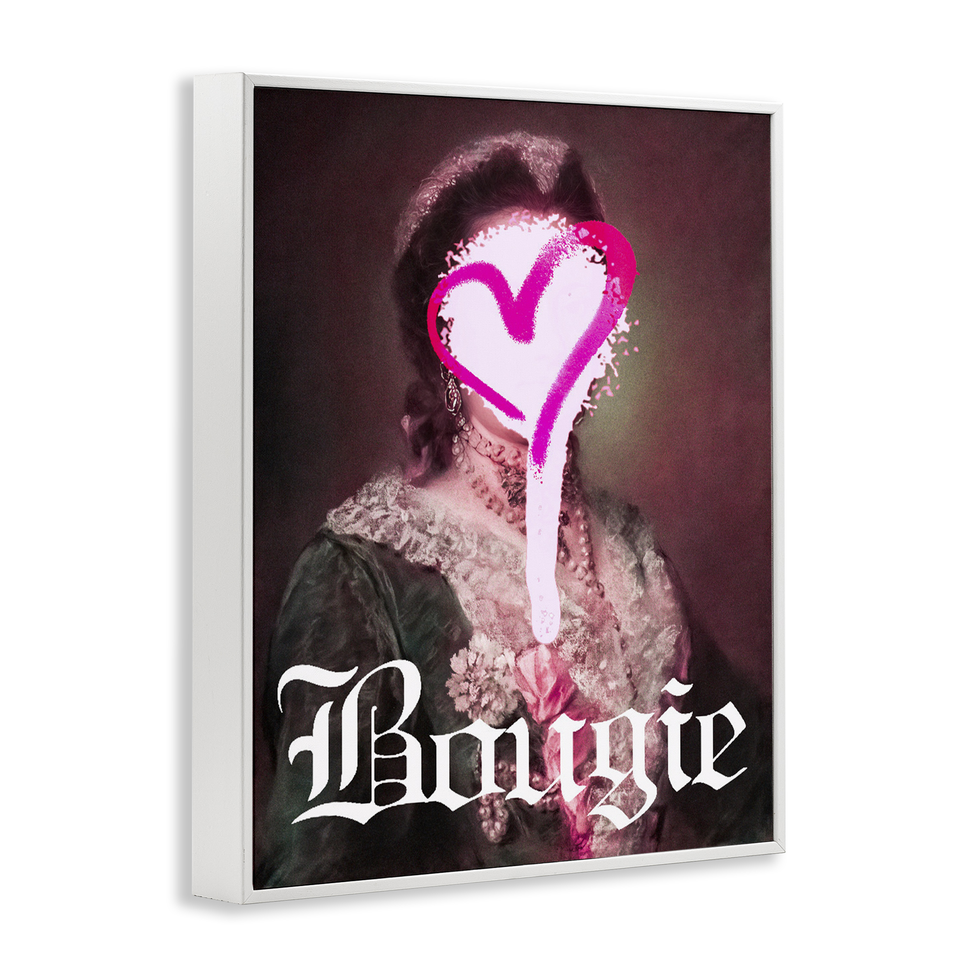 Bougie Classical Portrait White Framed Giclee Art, design by Lil' Rue