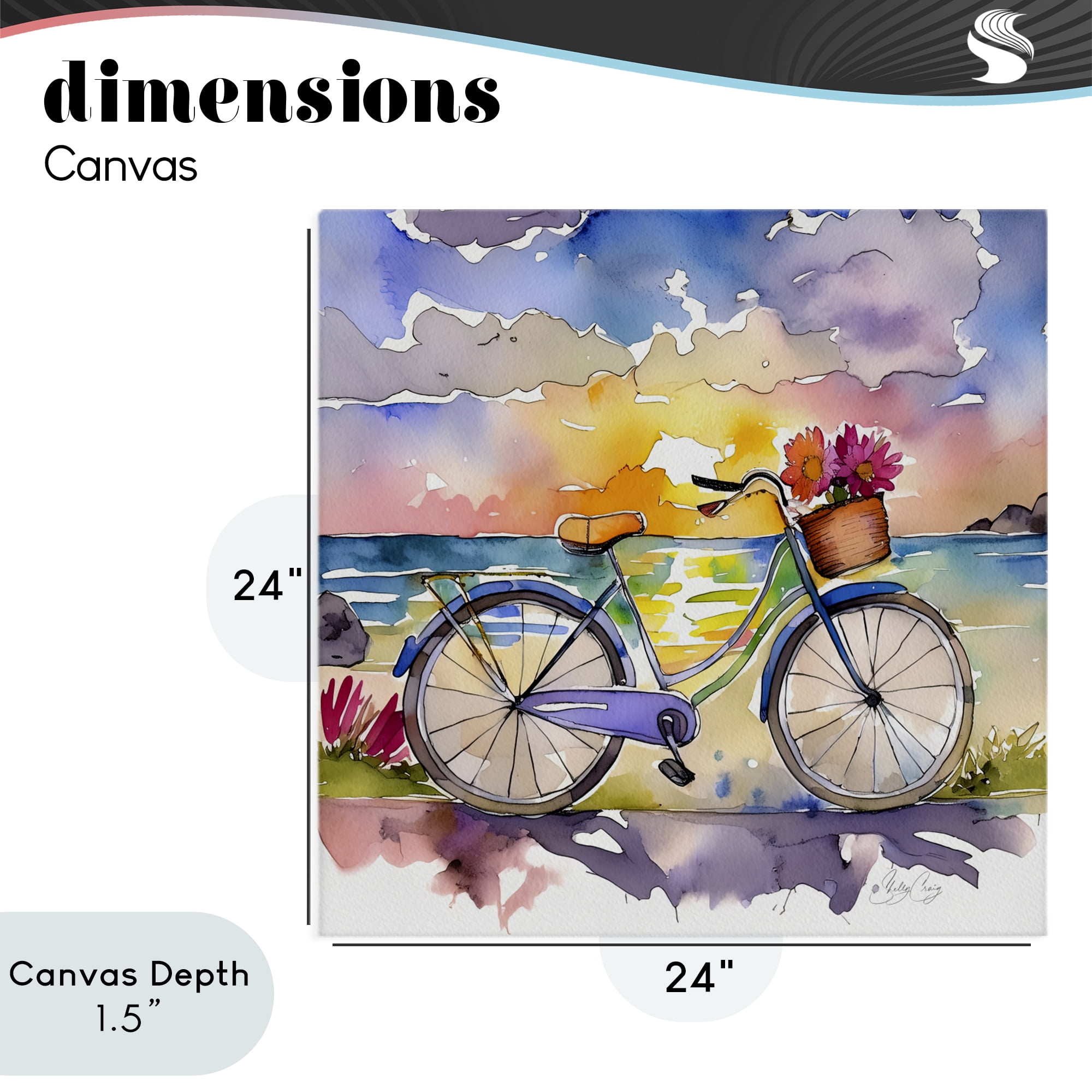 Stupell Industries Bicycle By The Seaside Canvas Wall Art, design by Shelly Craig