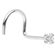 Luxe Modz 14k White Gold 2mm Diamond Nose Ring Nose Screw 20g Nose Piercing Jewelry 1/4"