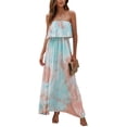 thumbnail image 1 of Robes d'Été pour Femmes Bleu et Blanc en Porcelaine Sans Bretelles Boho Maxi Longue Robe, 1 of 6