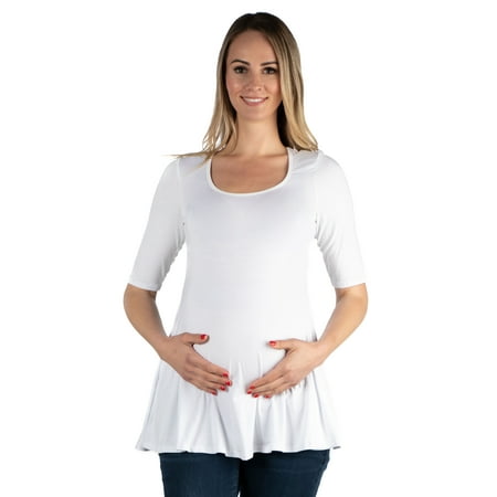 

24seven Comfort Apparel Elbow Sleeve Maternity Swing Tunic Top