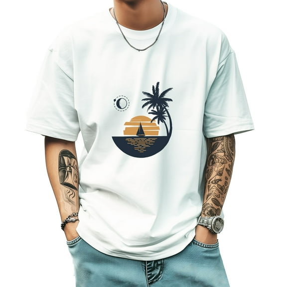 Graphic Tees for Men Summer New Print Casual Tee Fashion Trend Sports Shirt Select