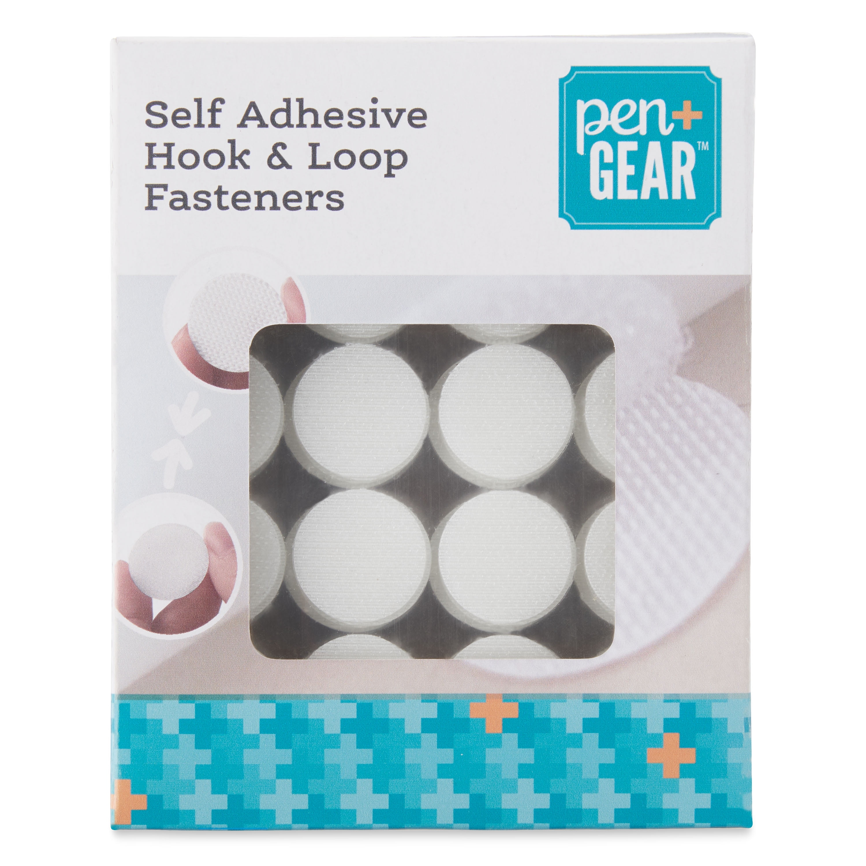 Pen+Gear Self Adhesive Hook & Loop Fasteners, White, 80 Count