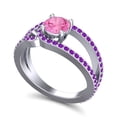 thumbnail image 2 of 2.50 Carat Round Shape Pink Sapphire & Amethyst Gemstone Fancy Ring for Birthday Gift 14K White Gold Size 9.5 by Diamond-Capitals, 2 of 8