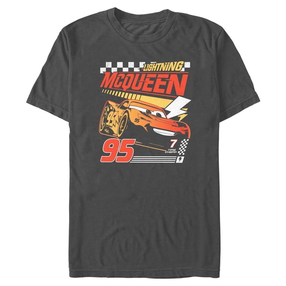 Mens Cars Distressed Checkered McQueen T Shirt