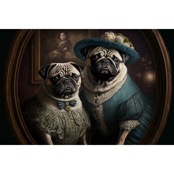 24x36 gallery poster, Victorian Pugs p4