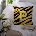 thumbnail image 3 of Letter P Initial Tiger Stripe - Black Gold  Fabric Decorative Pillow, 3 of 4