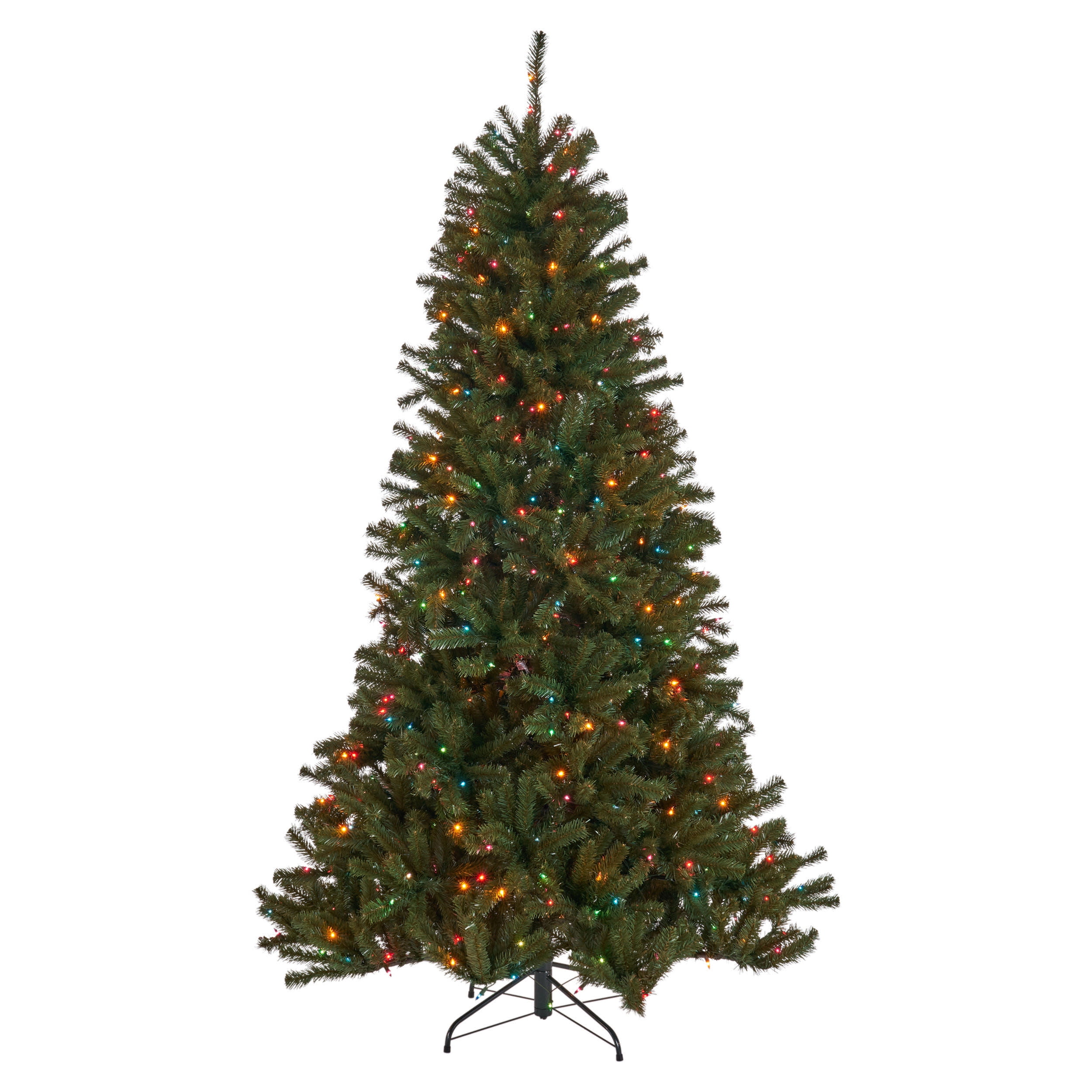 Noble House 7 Foot Artificial Noble Fir Christmas Tree, Green/Multicolored Lights