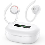 Wireless Earbuds for iPhone Android,HopePow 60hrs Playtime Waterproof IPX7 Bluetooth 5.3 Headphones Headset In-Ear Stereo Noise Cancelling True Wireless Earbuds with Ear Hooks and Charging Case,White