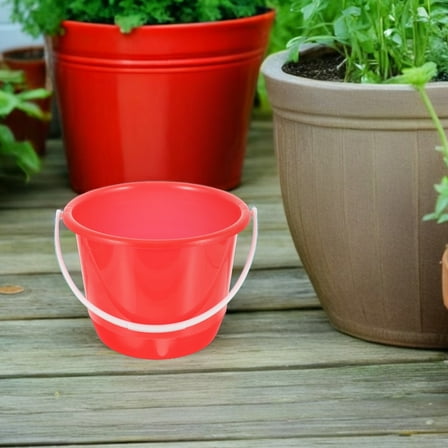 LULULION Pet Food Bucket Water Bucket Red Plastic 3pcs