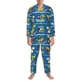 thumbnail image 3 of Lsque Dinosaur on the Beach Vacation Pattern Long Sleeve Pajama Set for Men - Soft 2-Piece Sleepwear and Loungewear Set with Pockets, Comfy Nightwear-XX-Large, 3 of 7