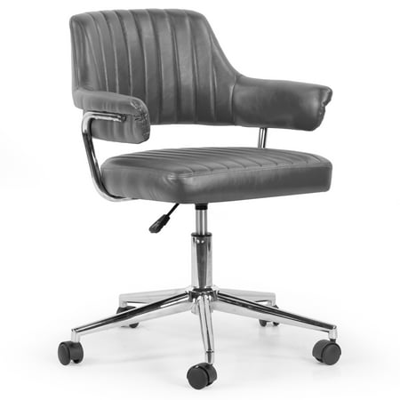 UPC: 0657467491072 | Avery Grey Faux Leather Adjustable Height Swivel Office Chair with Arms
