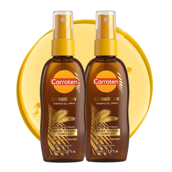 Carroten Intensive Tanning Oil Spray | Browning Tan Accelerator | Vitamin E and Carrot & Coconut Oils | Water-Resistant, Silky Hydration | Coconut Fragrance | Made in Greece | 2.3 oz (2 Pack)