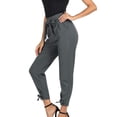 thumbnail image 4 of Dezsed Women's Pants Casual Trouser Paper Bag Pants Elastic Waist Slim Pants with Pockets, 4 of 8