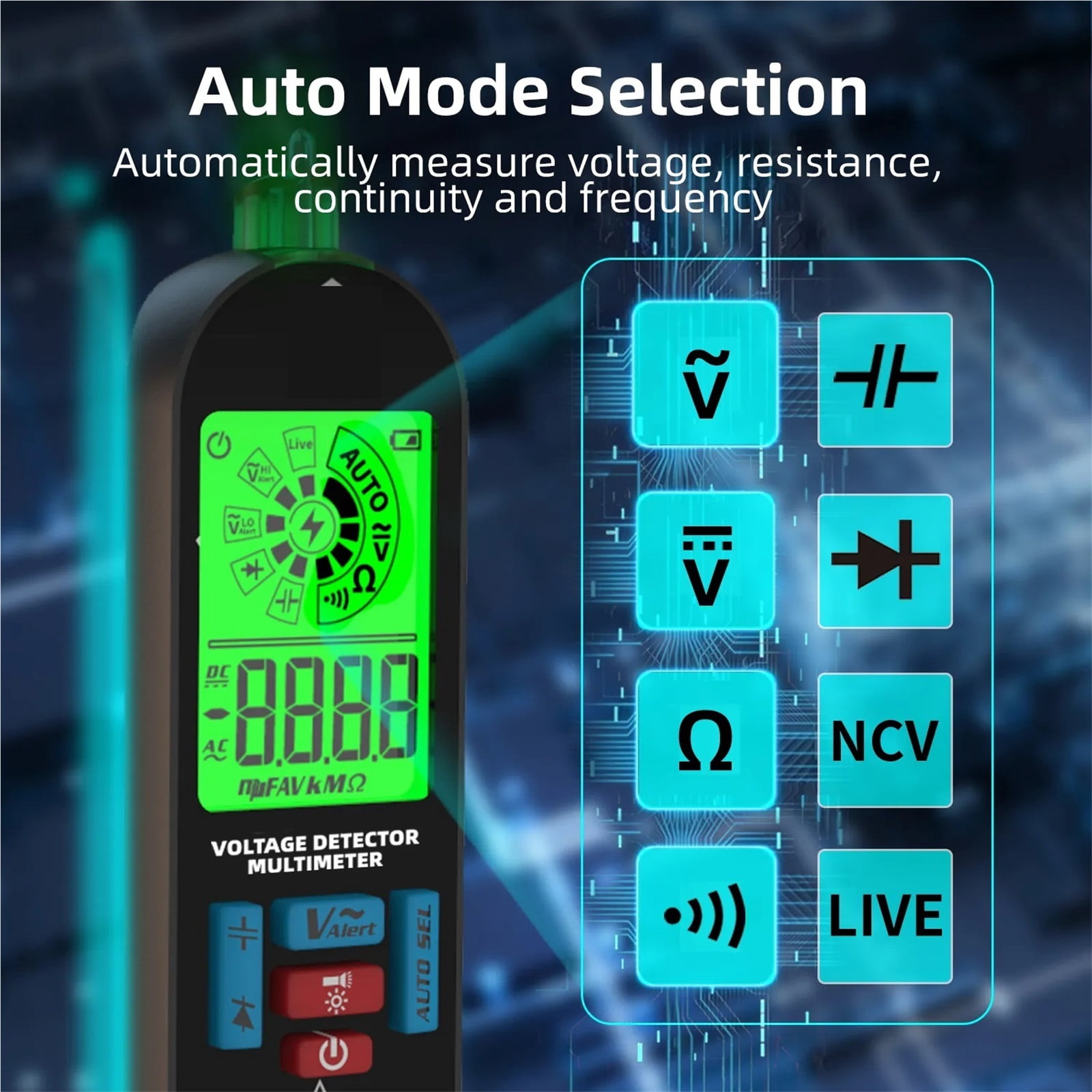 Smart Digital Multimeter Electronic Tester AC DC Contactless NCV Automatic Diode Capacitor Ohm Hz Breakpoint Meter ,Battery Test