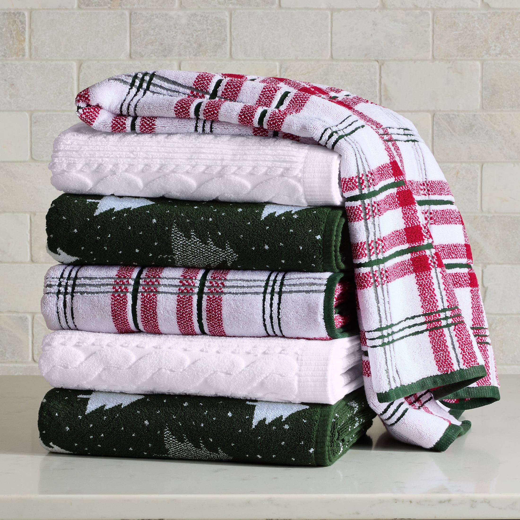 Better Homes & Gardens Signature Soft Holiday Decor 2PK Bath Towel, Wintery Tree