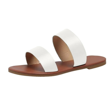 

ASEIDFNSA Closed Toe Sandals for Women Womens Slip On Slippers Fashion Spring And Summer Women Slippers Flat Bottom Lightweight Slip On Open Toe Solid Color Comfortable Beach Style