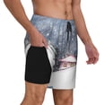 thumbnail image 3 of Picia Watercolor Winter Landscape For Christmas pattern Mens Swim Trunks with Compression Liner Stretch Beach Shorts Quick Dry with Zipper Pockets No-Chafing Board Shorts-X-Large, 3 of 9