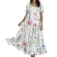 thumbnail image 3 of KLHDSF Dresses For Women Bohemian Floral Print Short Sleeve Dress Loose Casual Summer Vacation White S, 3 of 6